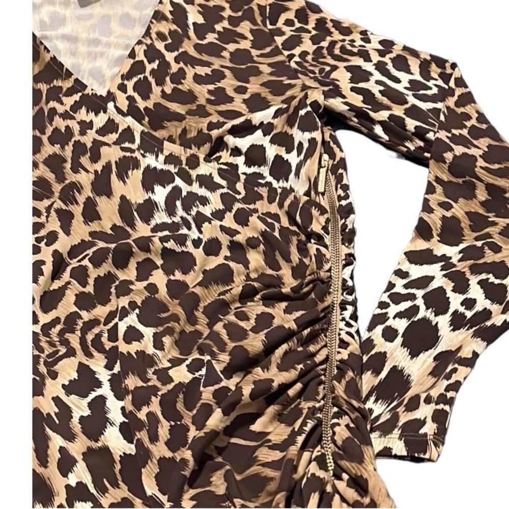 Michael Kors Ruched Leopard Bodycon-Size 6 - Picture 13 of 13